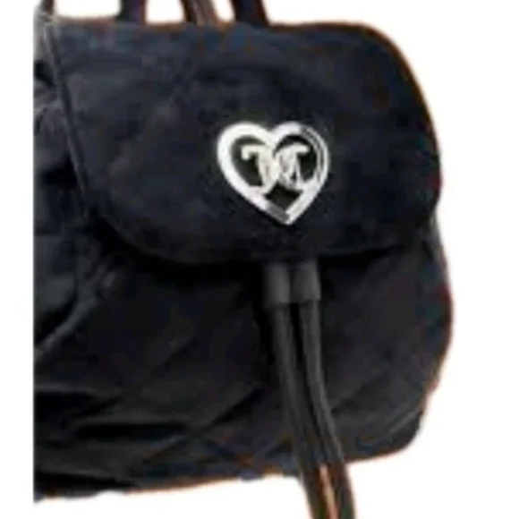Juicy Couture Velour Velvet Black Quilted Accent Backpack W/Matching Wallet NWT - Picture 15 of 16